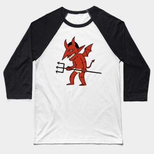 Cartoon Red Devil Baseball T-Shirt